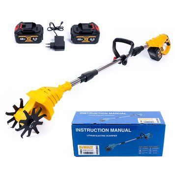 Ручний акумуляторний культиватор DeWalt DCM75X1 (48V 6Ah) Садовий АКБ культиватор Деволт для розпушування ґрунту 2730140697 фото