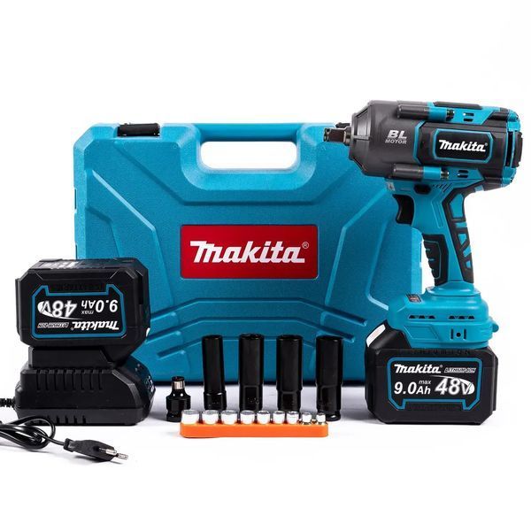 Ударний акумуляторний гайковерт Makita TW1001GZ 1000Hm (48V 9Ah) Гайковерт безщітковий Макіта з набором насадок 77746 фото