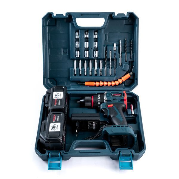 Акумуляторний ударний шуруповерт Bosch GSB186-2li (36V 6Ah) Безщітковий АКБ шуруповерт Бош з насадками в кейсі 77441 фото