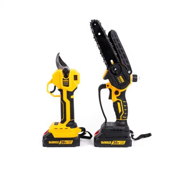 Безщітковий акумуляторний набір DeWalt 2в1 (Пила DCM155N 20см і Секатор DCMPP66BL) Набір інструментів Деволт (36V) 77789 фото