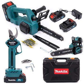 Набір Makita 2в1 акумуляторний (Пила DUC301Z LTX 20см та Секатор DMT68BL) Набір Макіта (36V 5Ah) безщітковий + 2 АКБ 77790 фото