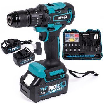 Ударний акумуляторний шуруповерт Rynor ​​MS25 PRO (21V 4Ah) Безщітковий шуруповерт Райнор з набором та 2 АКБ MS25 PRO фото