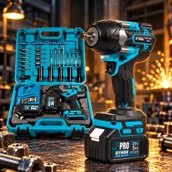 Аккумуляторный ударный гайковерт Rynor ​​RX995 PRO│1000 Нм│21V 5Ah│Оснастка 33 предмета│2 АКБ в кейсе RX995 PRO фото