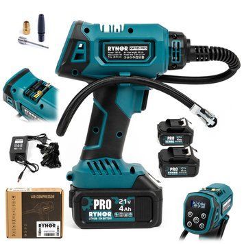 Безщітковий акумуляторний компресор Rynor ​​KW185 PRO (21V, 4Ah) Компресор Райнор автомобільний 12V KW185 PRO фото