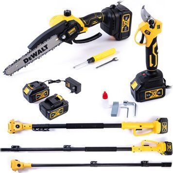 Комплект DeWalt 3в1 (Міні-пила DCMPH525P1 + Секатор DCMPP563N + Штанга 3м телескопічна) АКБ висоторіз Макіта 36V 77712 фото