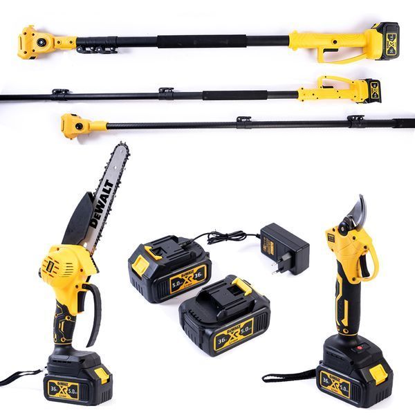 Комплект DeWalt 3в1 (Мини-пила DCMPH525P1 + Секатор DCMPP563N + Штанга 3м телескопическая) АКБ высоторез Макита 36V 77712 фото