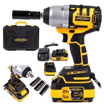 Гайковерт безщітковий акумуляторний TigerKraft GR900 PRO (21V, 5Ah, 500Hm) Ударний гайковерт Тайгеркрафт з 2АКБ у кейсі GR900 PRO фото