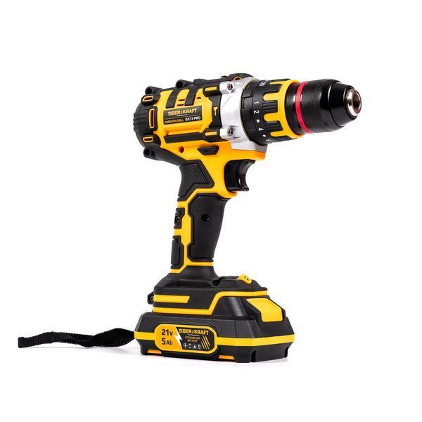 Безщітковий акумуляторний шуруповерт TigerKraft GX13 PRO (21V 5 Ah) Ударний шуруповерт Тайгеркрафт патрон 13мм + 2АКБ GX13 PRO фото
