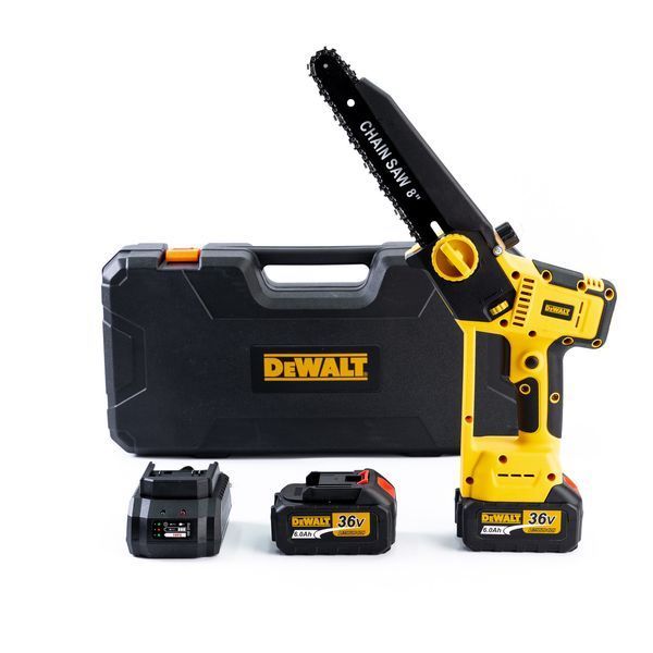 Мини-пила бесщеточная аккумуляторная DeWalt DCMPS530P2 (36V 6Ah) Пила Деволт с шиной 20 см и 2 АКБ для обрезки веток 26266 фото