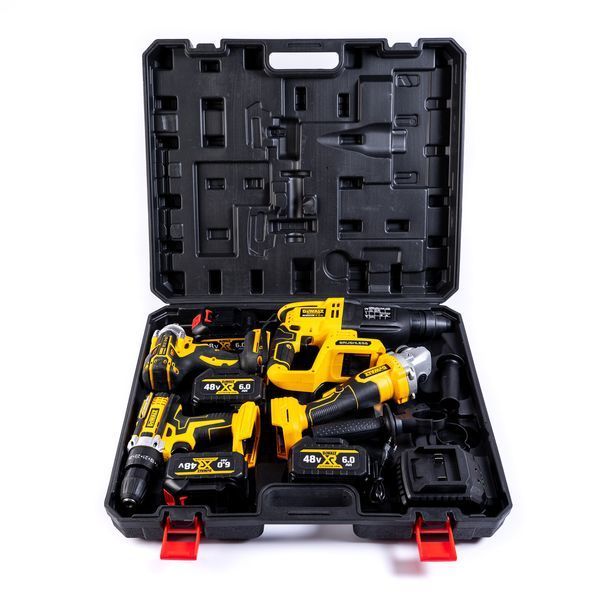 АКБ набор DeWalt 4в1 (Перфоратор + Болгарка + Гайковерт + Шуруповерт) Аккумуляторный набор Деволт 48V с четырьмя АКБ 77731 фото