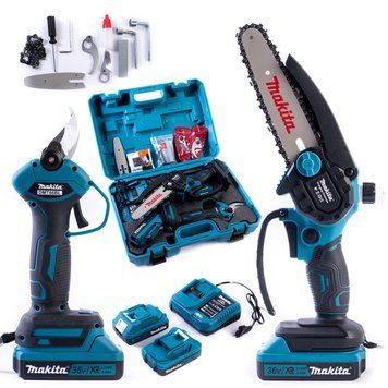 Безщітковий акумуляторний набір Makita 2в1 (Міні-пила DUC155HN і Секатор DMT66BL) Набір Макіта з 2 АКБ по 36V 77730 фото