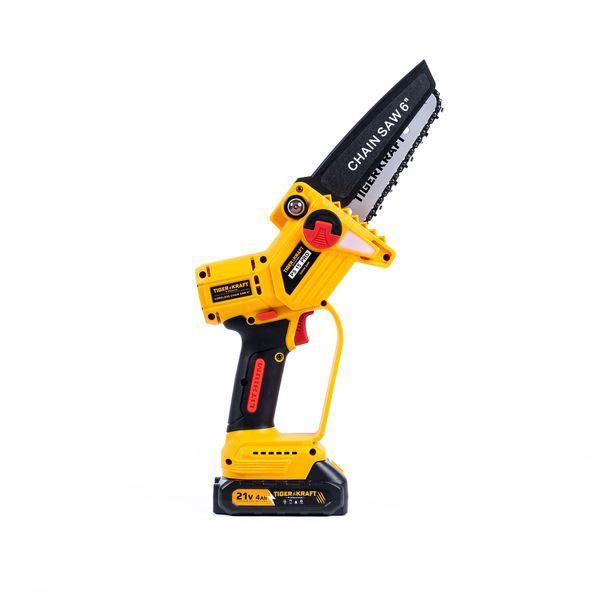 Акумуляторна пилка TigerKraft PS15 PRO (21V, 4Ah, шина 15см) Безщіткова ручна міні-пила Тайгеркрафт з 2 АКБ для саду PS 15 PRO фото