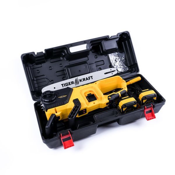 Бесщеточная аккумуляторная пила TigerKraft TG12 PRO (21V 5Ah) Цепная пила Тайгеркрафт 40см с одновременной работой от 2 АКБ TG12 PRO фото