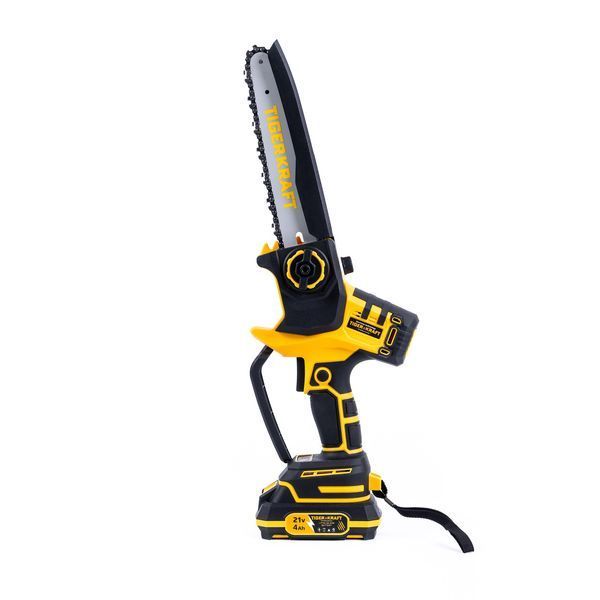 Акумуляторна ланцюгова пилка TigerKraft TPS75 PRO (21V 4Ah) Безщіткова міні-пила Тайгеркрафт 20см для обрізки гілок з LED-дисплеєм TPS75 PRO фото