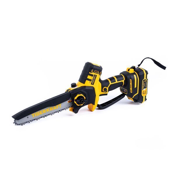 Акумуляторна ланцюгова пилка TigerKraft TPS75 PRO (21V 4Ah) Безщіткова міні-пила Тайгеркрафт 20см для обрізки гілок з LED-дисплеєм TPS75 PRO фото