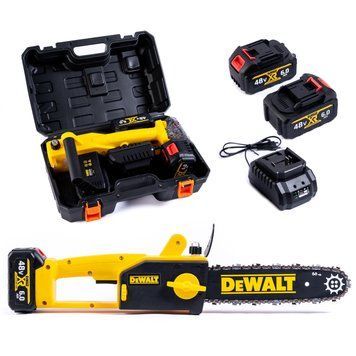 Безщіткова акумуляторна пилка DeWalt DCM301N (48V 6Ah 25см) Ланцюгова пилка Деволт з 2 АКБ для деревини 77726 фото
