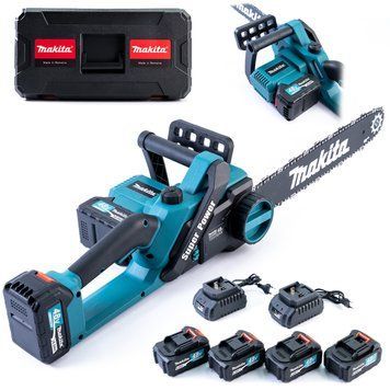 Пила безщіткова акумуляторна Makita DUC450Z (48V 6Ah, шина 40см) Пила Макіта з 4 АКБ в кейсі для валки лісу 554125 фото